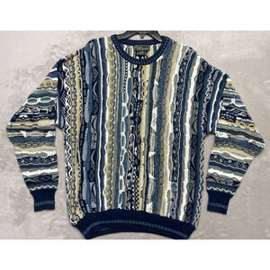 Vintage Croft & Barrow 3D Knit Sweater Men's Size Medium Earth Tone Coogi Style
